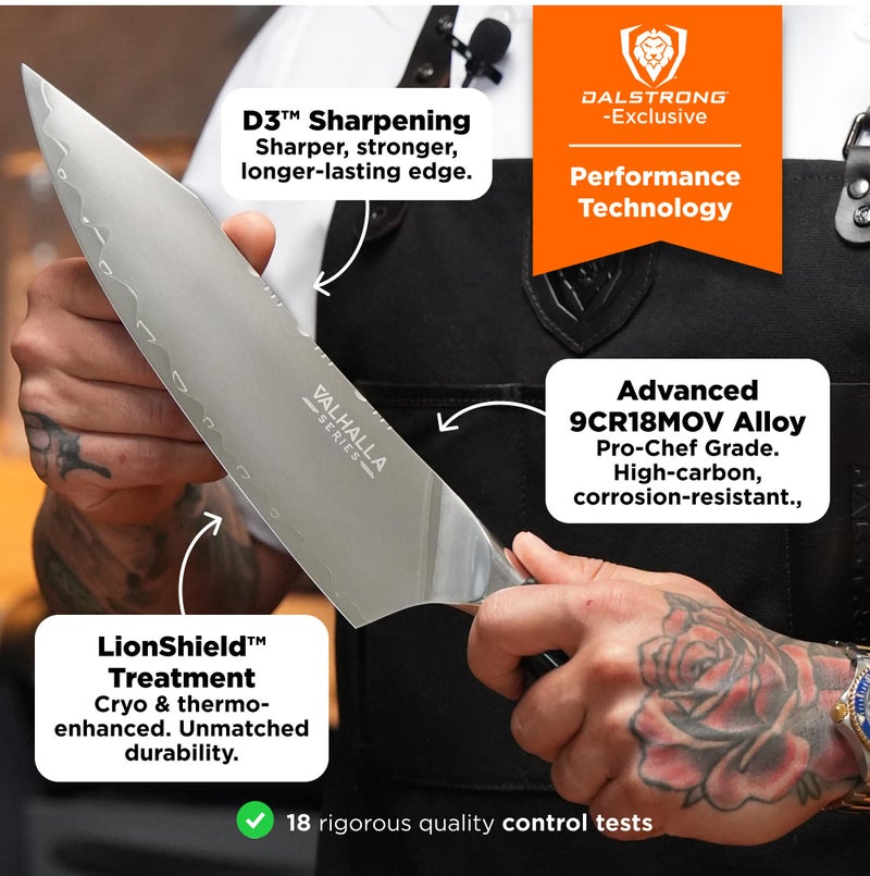 Dalstrong Chef Knife - 8 inch - Valhalla Series - Premium 9CR18MOV HC Steel - Celestial Resin & Wood Handle - Razor Sharp - Kitchen Cooking Chef's Knife - Leather Sheath - Image 3